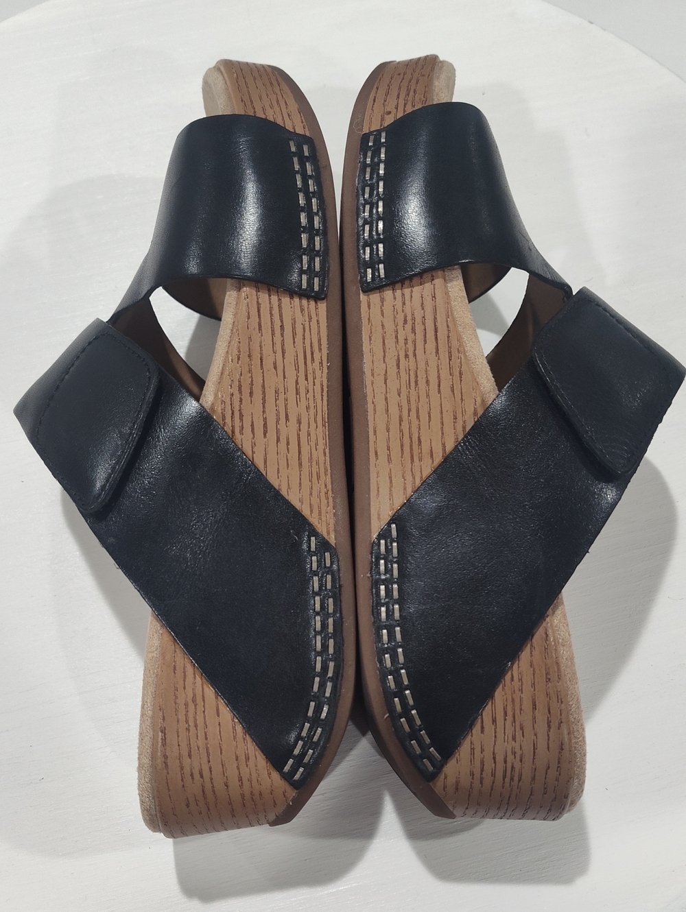 Dansko Lacee Black Leather Wedge Sandals Size 38 - Picture 4 of 8